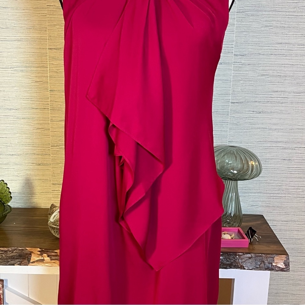 Diane Von Furstenberg Morana Stretch Silk Dress High Neck Size 4 Berry Red NWT - Picture 3 of 9